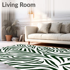 Dark Emerald Abstract Zebra Stripes Rug