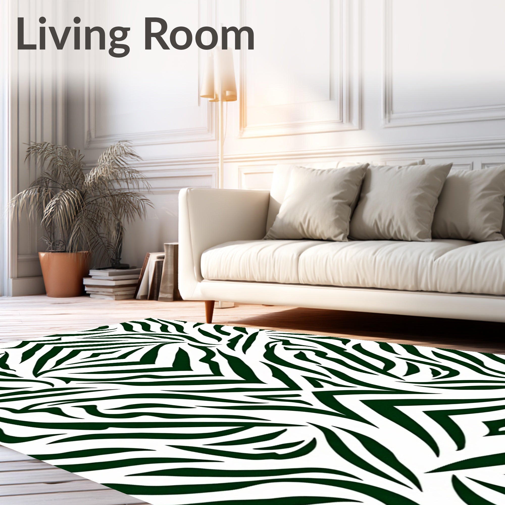 Dark Emerald Abstract Zebra Stripes Rug