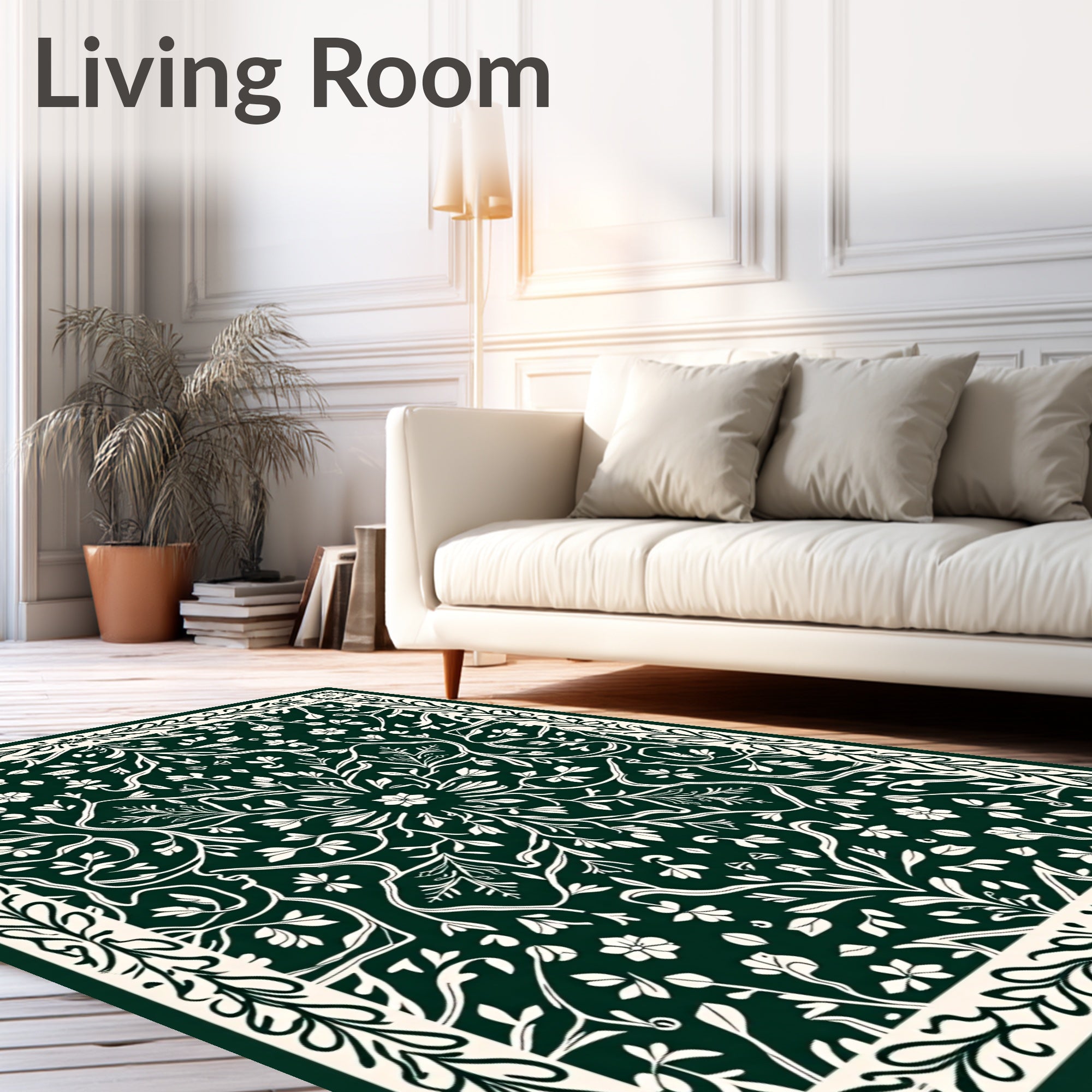 Dark Green Botanical Garden Mandala Rug