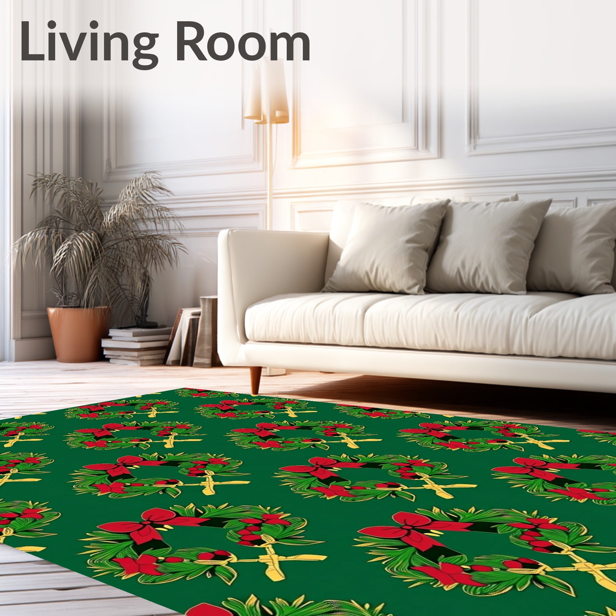 Christmas Wreath Red Festive Garland Rug