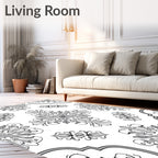 Monochromatic Floral Medallion Symmetry Rug