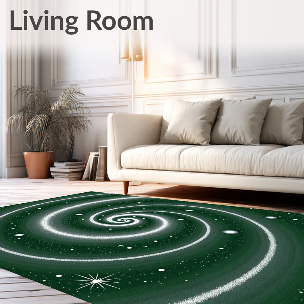 Green Cosmic Spiral Nebula Rug