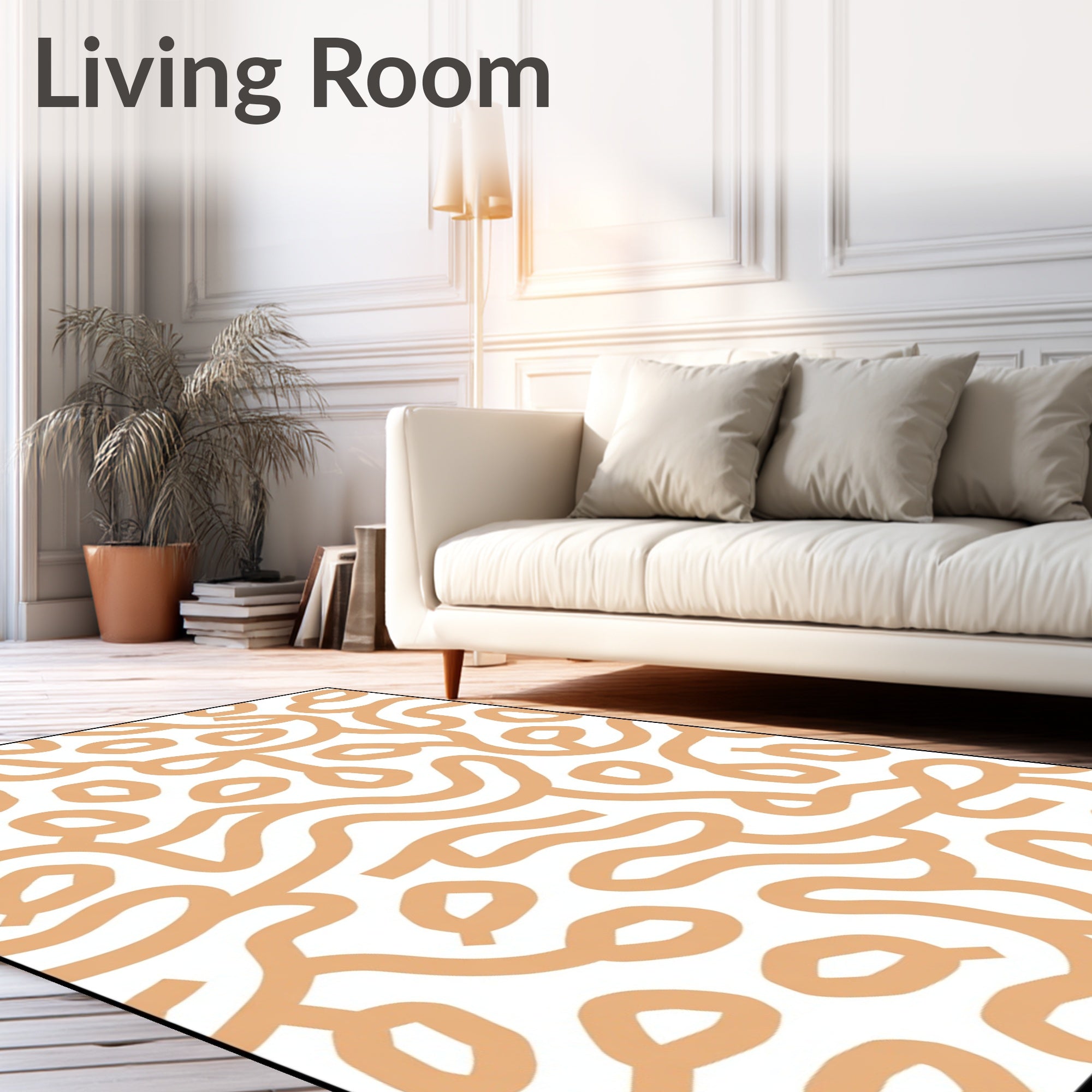 Doodle Abstract Lines On White Field Rug
