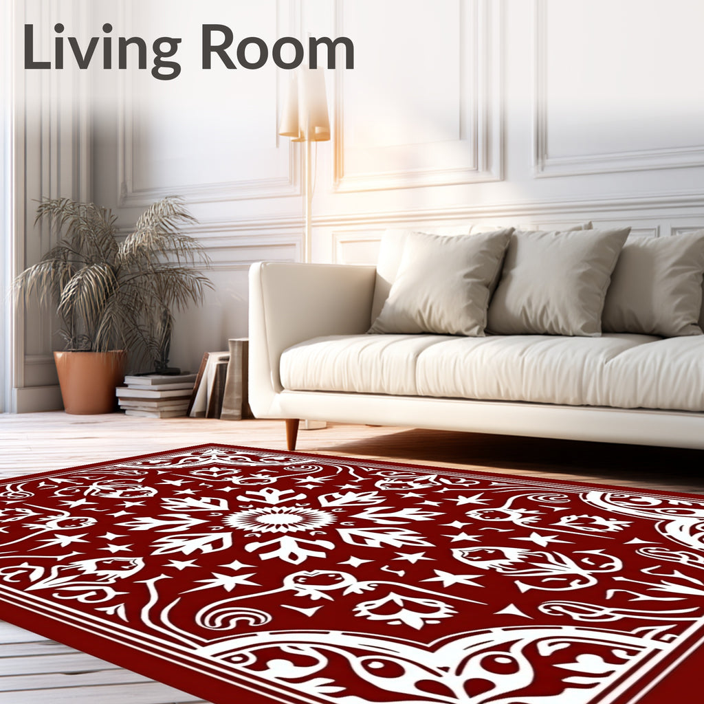 Crimson White Medallion Floral Arabesque Rug