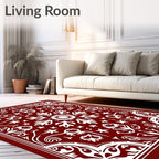 Crimson White Medallion Floral Arabesque Rug