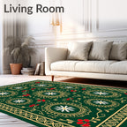 Emerald Gold Floral Snowflake Medallion Rug
