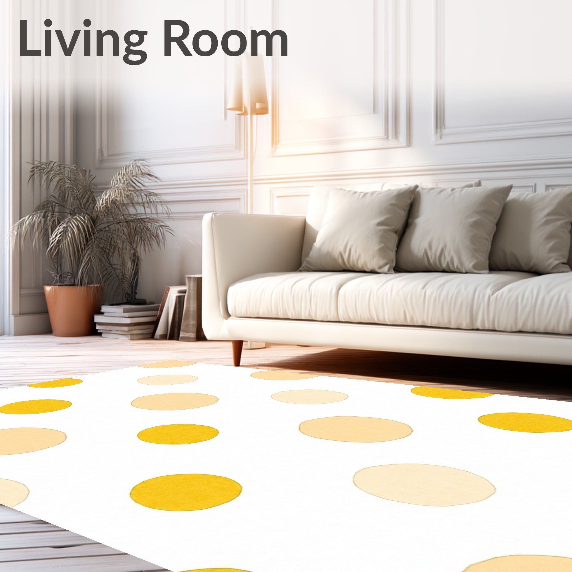Golden Yellow Polka Dot Harmony Rug
