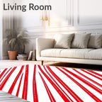 Bold Crimson Stripe Abstract Rug