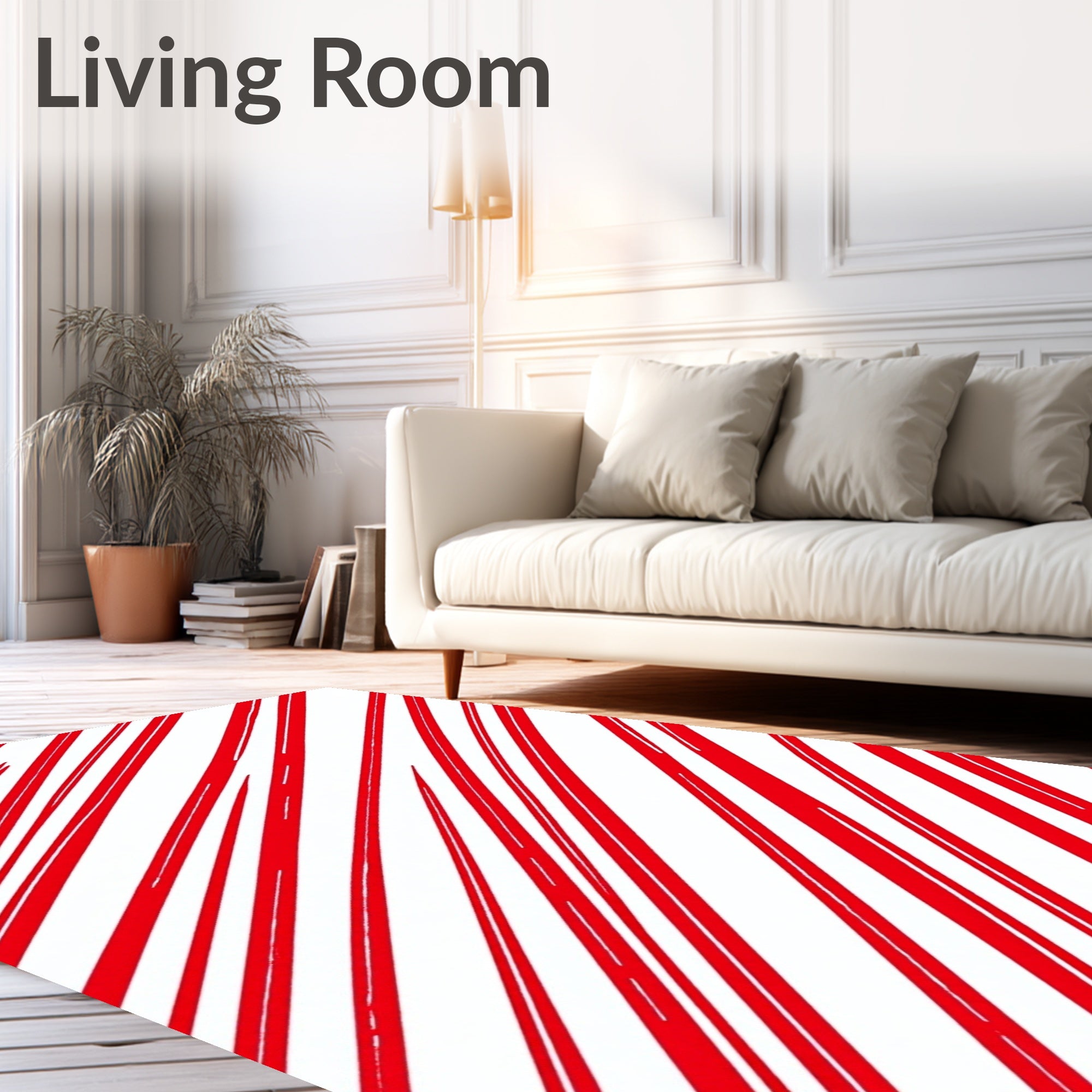 Bold Crimson Stripe Abstract Rug