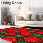 Crimson Green Radial Diamond Medallion Rug
