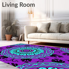 Vibrant Purple Teal Mandala medallions Rug