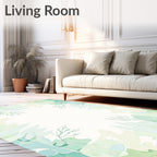 Light Green Watercolor Botanical Frame Rug