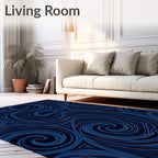 Deep Blue Swirling Ocean Currents Rug