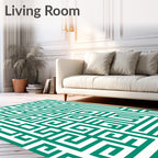 Teal Maze Geometric Labyrinth Rug