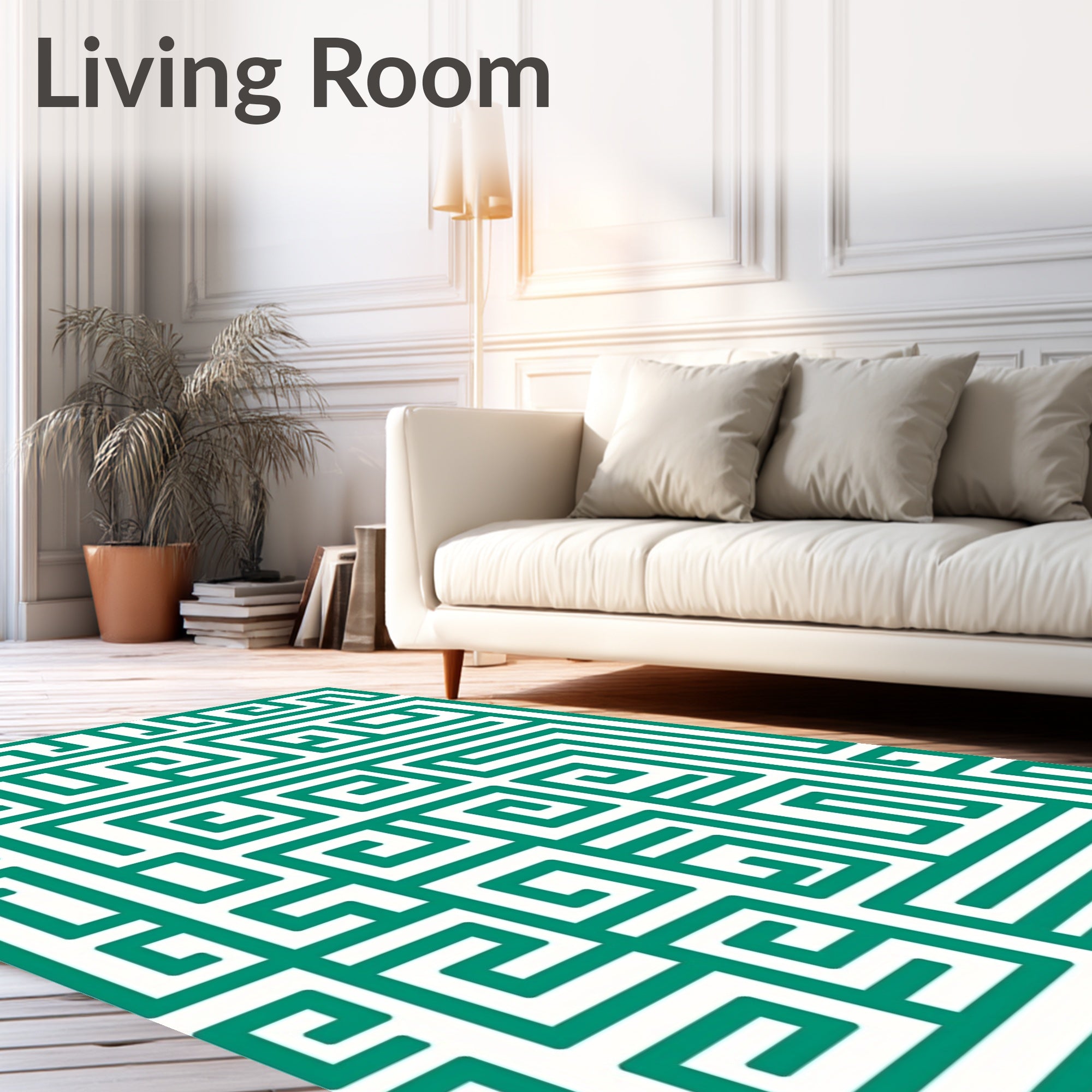 Teal Maze Geometric Labyrinth Rug