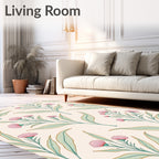 Delicate Pink Flower Botanical Arrangement Rug