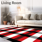 Bold Red Black White Buffalo Check Rug