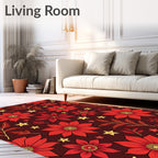 Crimson Flower Starry Night Arrangement Rug