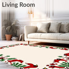 Crimson Cardinals Forest Border Rug