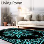 Turquoise Mandala Floral Frame Rug