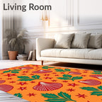 Orange Red Seashell Star Leaf Medley Rug