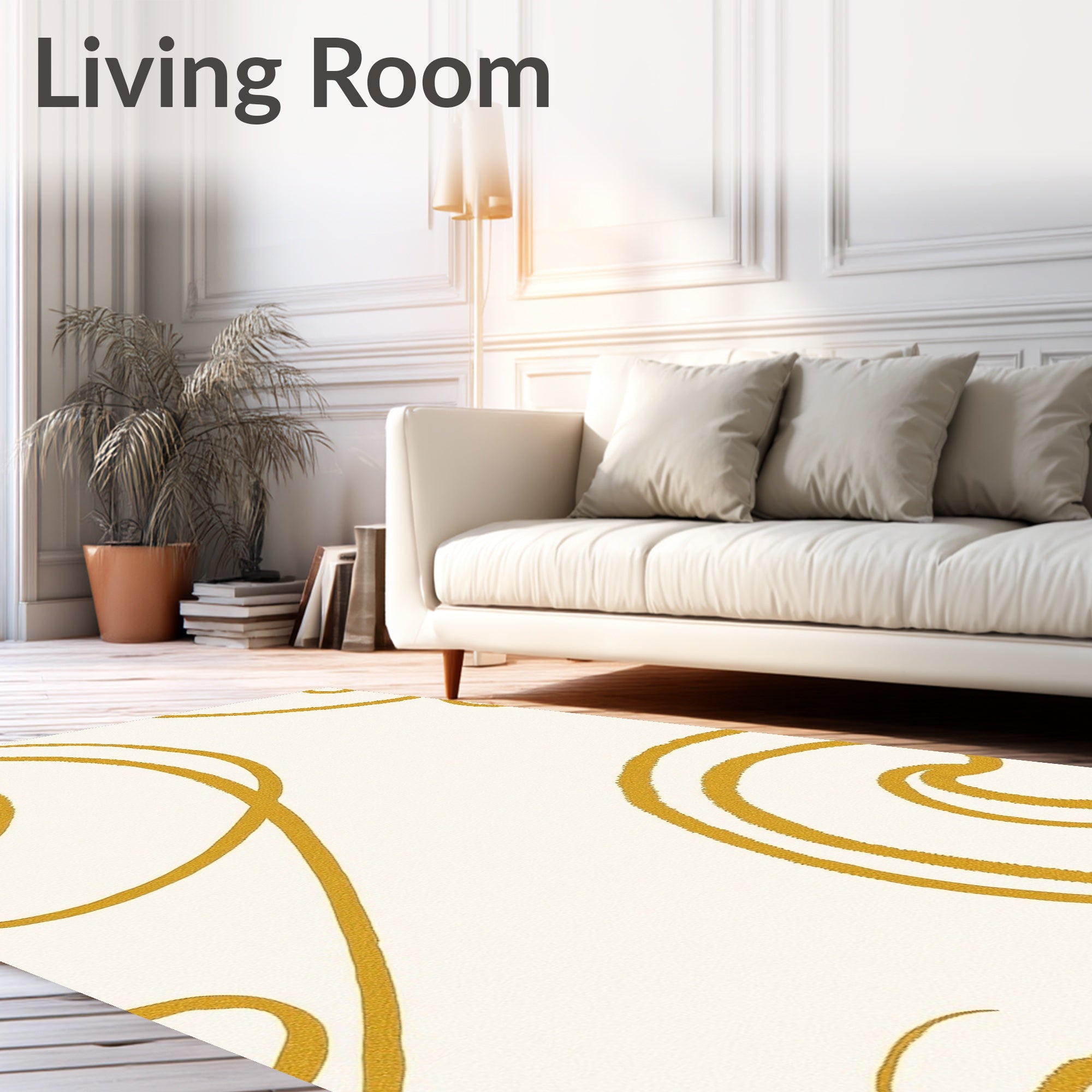 Golden Swirl Scrollwork Element Rug