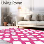 Chic Pink Ring Medallion Overlay Rug