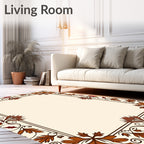 Foliage Wreath Red Brown Border Rug