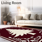 Crimson Ivory Pine Woodland Border Rug