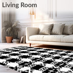 Classic Black White Houndstooth Checks Rug
