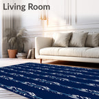 Deep Blue Vertical Abstract Strokes Rug
