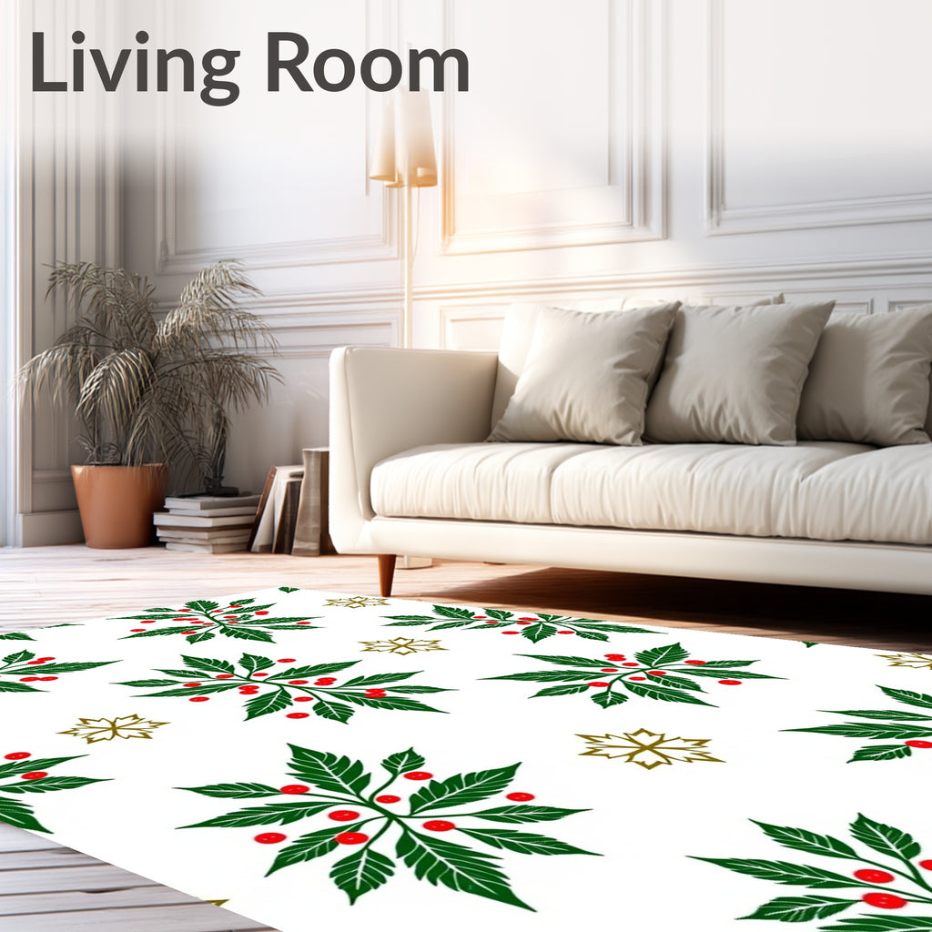 Green Leaf Red Berry Starburst Rug