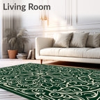 Emerald Green Vintage Floral Mandala Rug