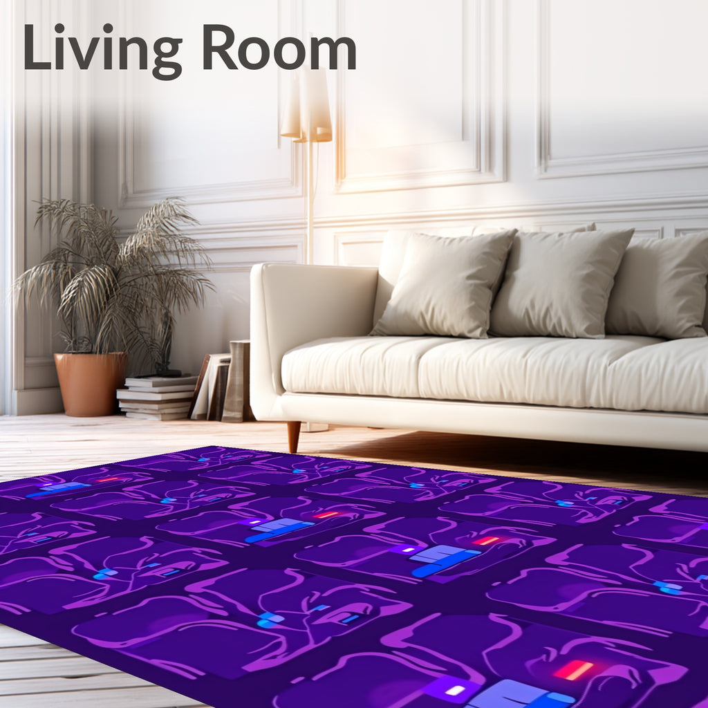 Purple Neon Geometric Stack Rug