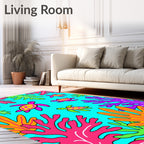 Vibrant Sea Turtle Coral Reef Rug