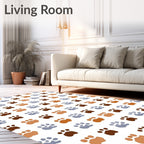 Caramel Brown Blue Paw Prints Rug