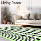 Light Green Black Plaid Stripes Rug