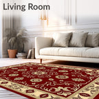 Crimson Floral Medallion Statement Rug