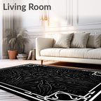 Dark Gray Ornate Abstract Symmetry Rug