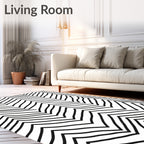 Muted Black Hand Drawn Chevron Stripes Rug