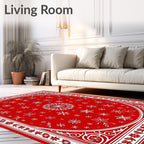Crimson Snowflake Mandala Frame Rug