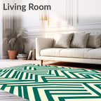 Emerald Ivory Interlocking Lines Rug