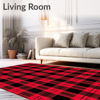 Vibrant Crimson Checked Grid Rug