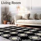 Cream Sunburst Tribal Circles Rug