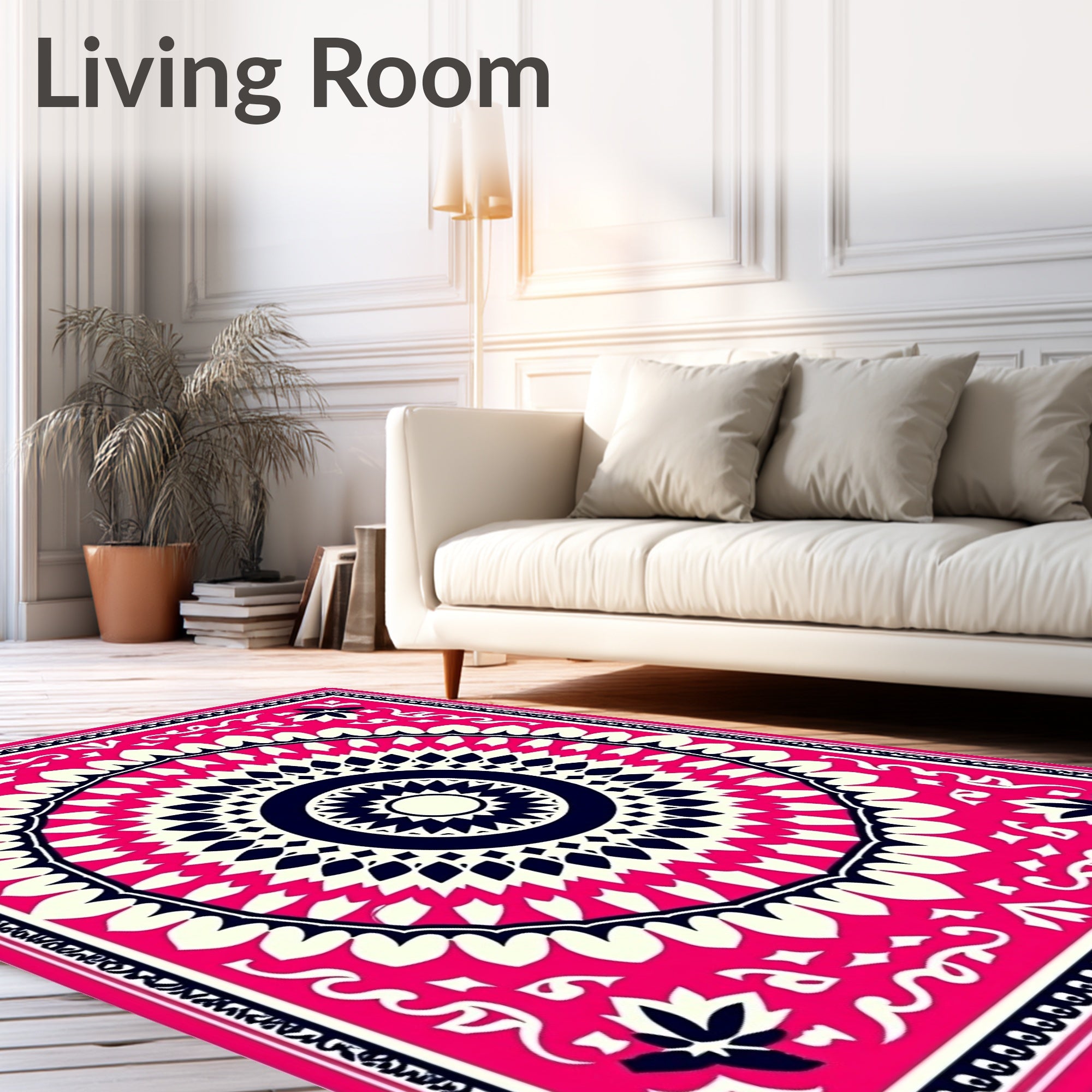 Vibrant Fuchsia Medallion Sunburst Rug