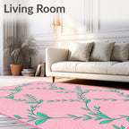 Coastal Teal Vine Abstract Swirls Rug
