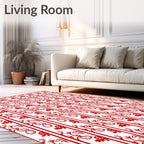 Red Floral Vine Stripe Rug