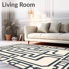 Dark Gray Linear Maze Rug