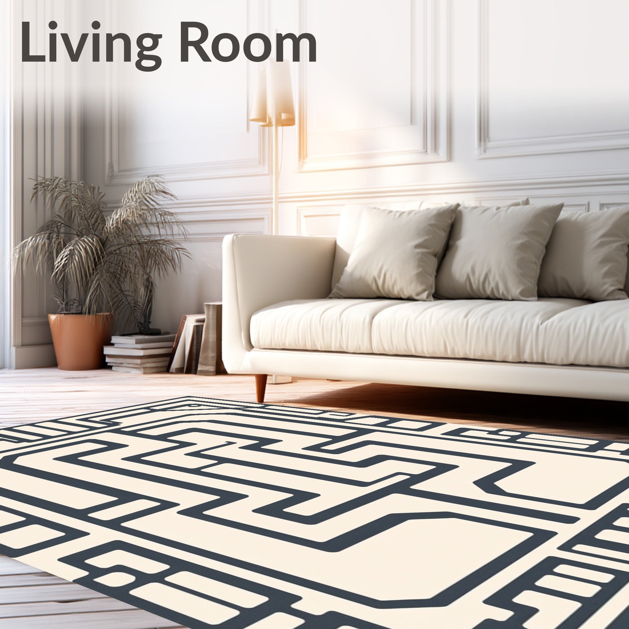 Dark Gray Linear Maze Rug