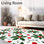 Festive Green Holly Berry Arrangement Rug